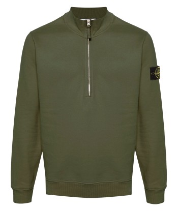 Stone Island - Sweat half zip kaki Par le système avancé 