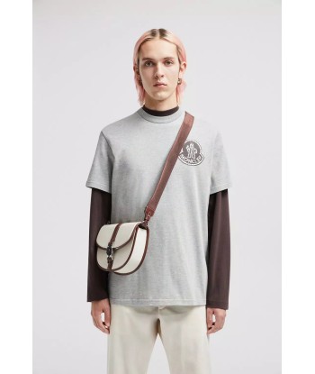 MONCLER - T-SHIRT GRIS LOGO PIXEL brillant des détails fins