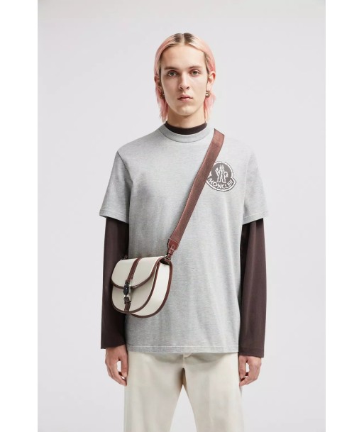 MONCLER - T-SHIRT GRIS LOGO PIXEL brillant des détails fins