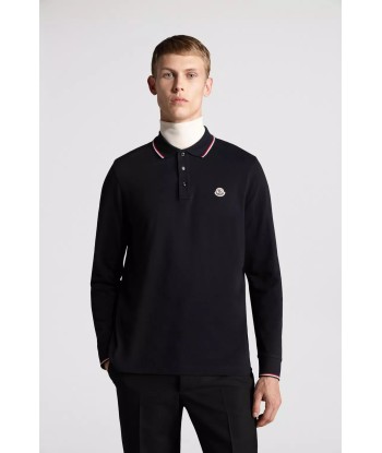 MONCLER - Polo bleu marine à manches longues les ctes