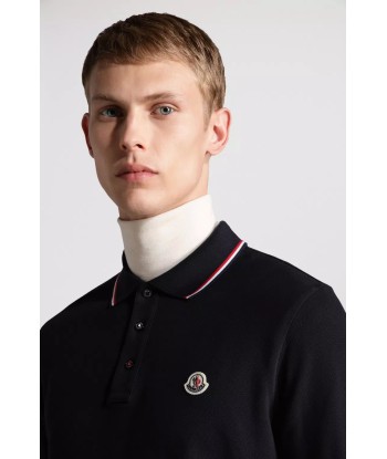 MONCLER - Polo bleu marine à manches longues les ctes