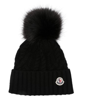 MONCLER - Bonnet à pompon noir Pour