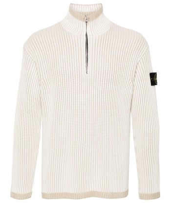 STONE ISLAND - Maille en Half zip blanc 50% de réduction en Octobre 2024