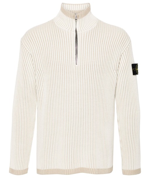 STONE ISLAND - Maille en Half zip blanc 50% de réduction en Octobre 2024