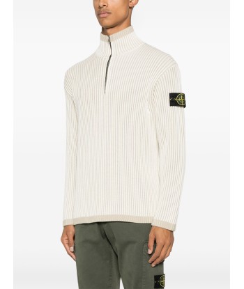 STONE ISLAND - Maille en Half zip blanc 50% de réduction en Octobre 2024