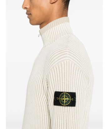 STONE ISLAND - Maille en Half zip blanc 50% de réduction en Octobre 2024