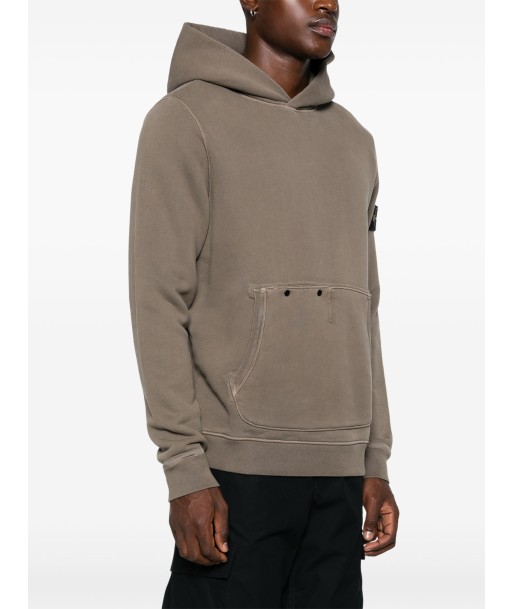 STONE ISLAND - Hoodie épais marron de l' environnement