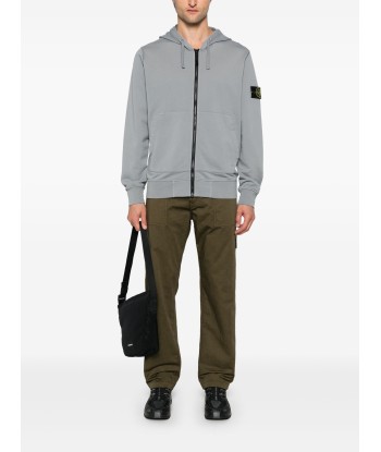 STONE ISLAND - Hoodie zippé gris solde