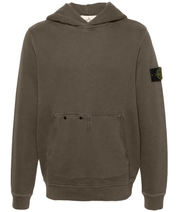 STONE ISLAND - Hoodie épais marron de l' environnement