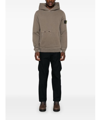 STONE ISLAND - Hoodie épais marron de l' environnement