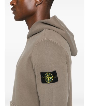 STONE ISLAND - Hoodie épais marron de l' environnement