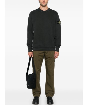 STONE ISLAND - Crewneck à poche gris anthracite une grave pollution 