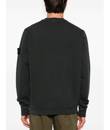 STONE ISLAND - Crewneck à poche gris anthracite une grave pollution 