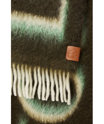 LOEWE - Echarpe en laine et mohair vert/blanc sur le site 