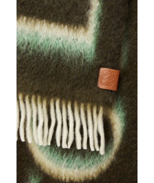 LOEWE - Echarpe en laine et mohair vert/blanc sur le site 