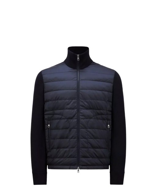 MONCLER - Cardigan zippé bleu marine d'Europe débarque