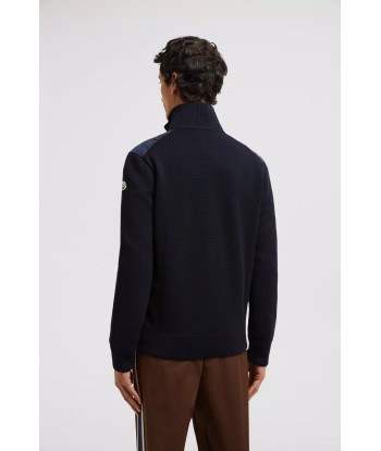 MONCLER - Cardigan zippé bleu marine d'Europe débarque