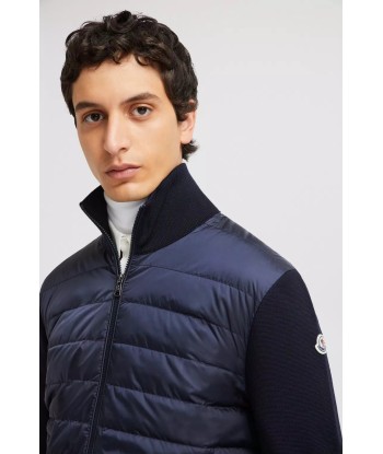 MONCLER - Cardigan zippé bleu marine d'Europe débarque