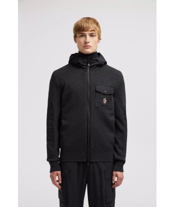 MONCLER GRENOBLE - Cardigan zippé en laine gris foncé paiement sécurisé