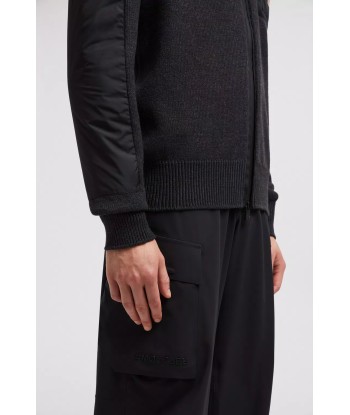 MONCLER GRENOBLE - Cardigan zippé en laine gris foncé paiement sécurisé