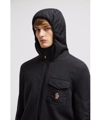 MONCLER GRENOBLE - Cardigan zippé en laine gris foncé paiement sécurisé