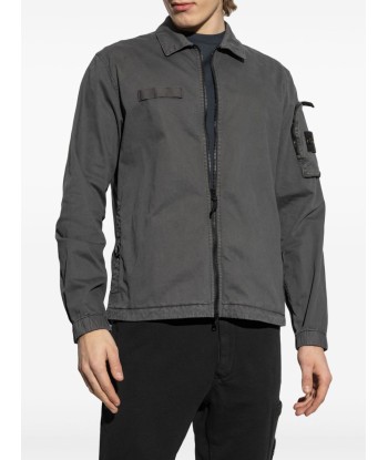 STONE ISLAND -Compass motif stretch cotton shirt Profitez des Offres !