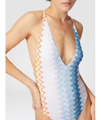 MISSONI - Maillot de bain une pièce zigzag lamé col V français